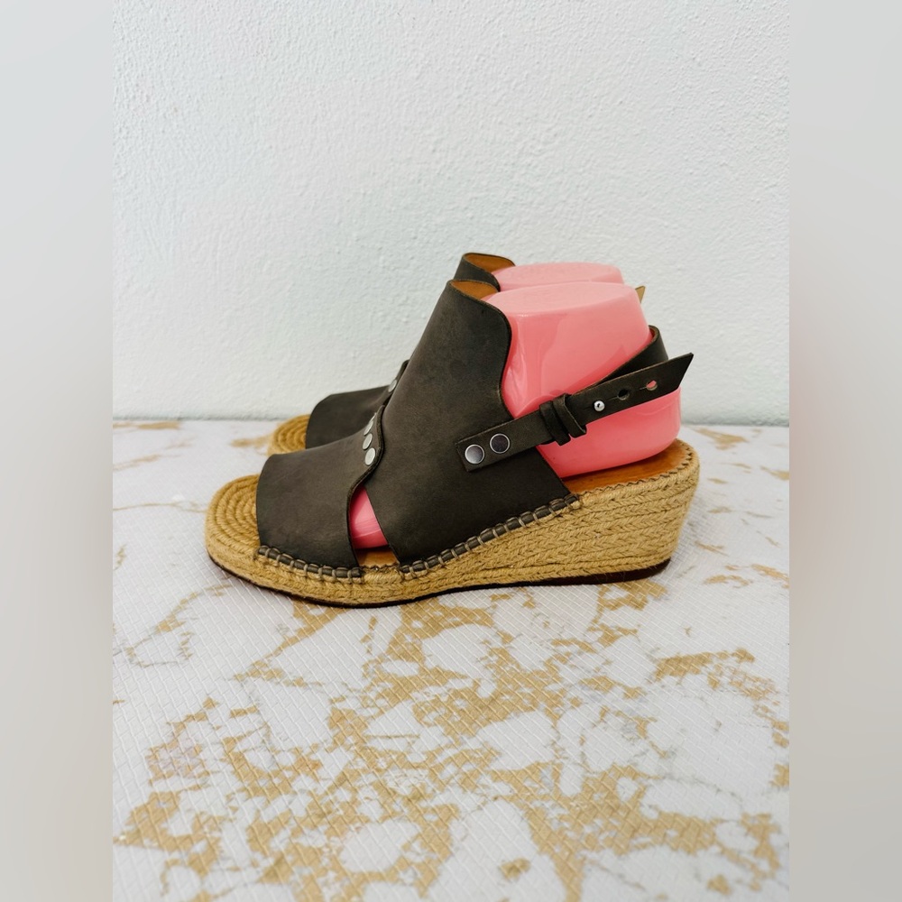 RAG & BONE Sayre II Gray Leather Espadrilles Sandal Studded Slingback - Picture 2 of 7